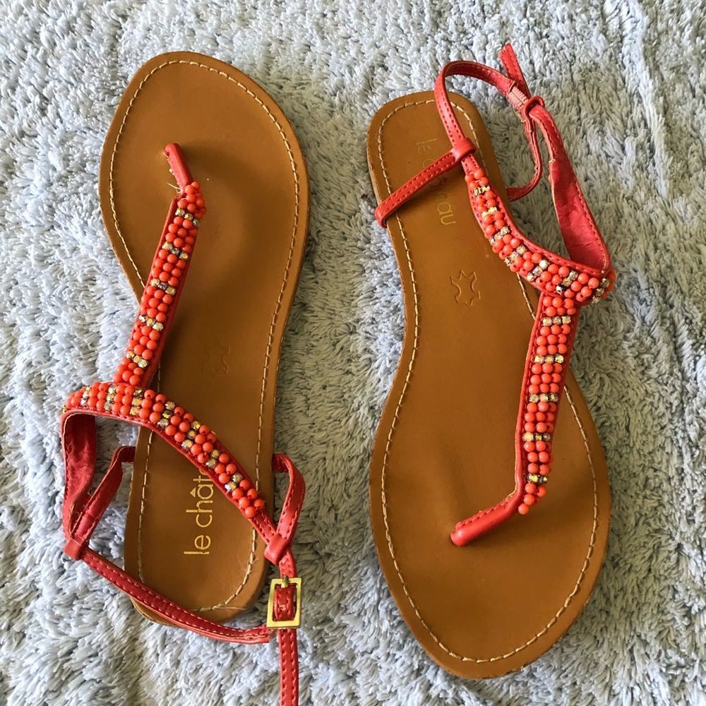 Le Château orange bling sandals 6.5